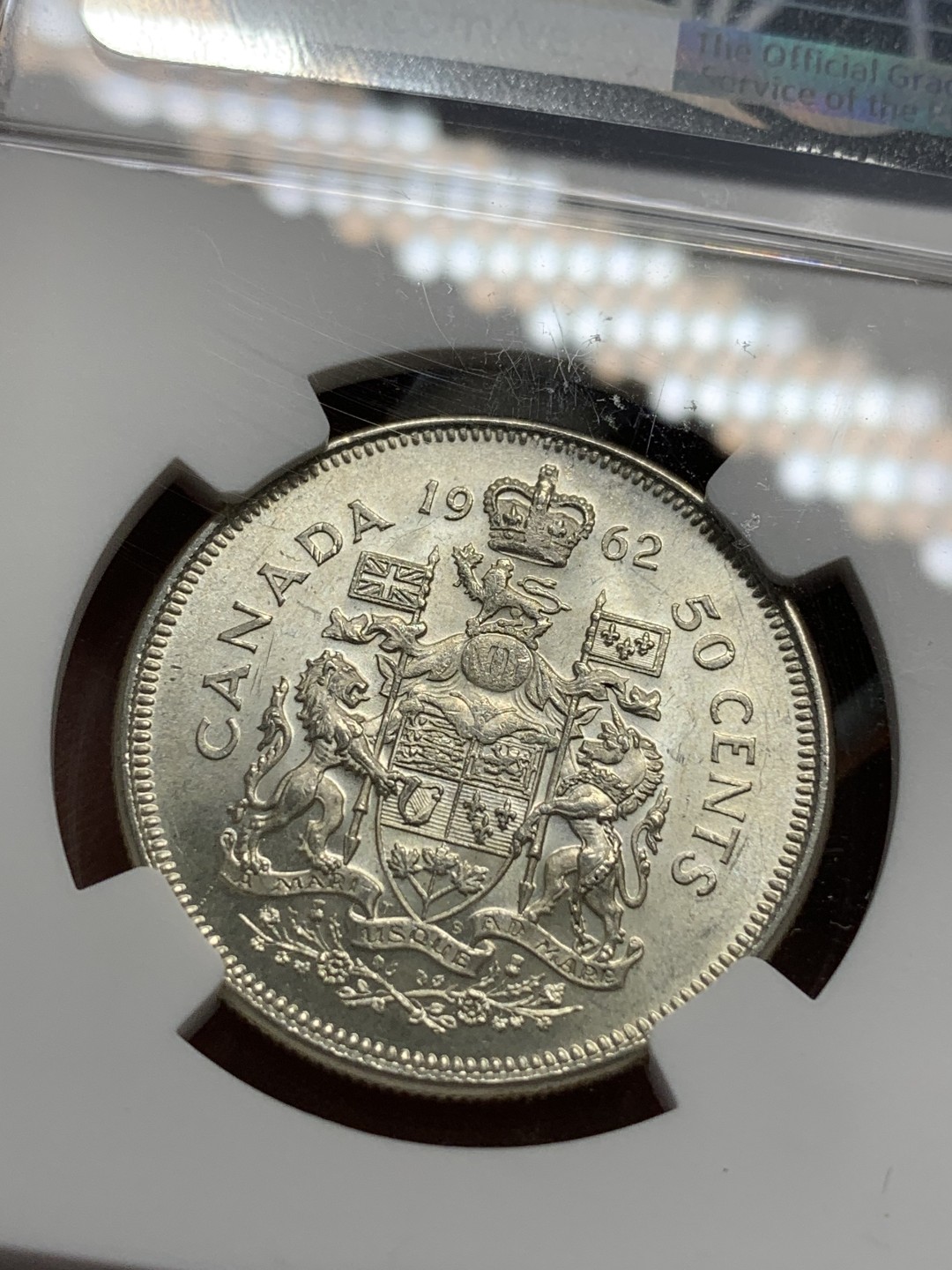 《竞宝斋》第85场-本周日，周一2场连拍（全场不限金额包邮） NGC-MS63 加拿大 1962年 伊丽莎白二世 50分银币