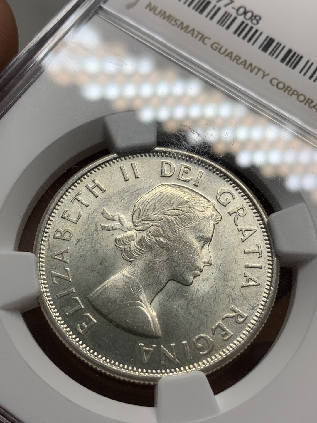 《竞宝斋》第85场-本周日，周一2场连拍（全场不限金额包邮） NGC-MS63 加拿大 1962年 伊丽莎白二世 50分银币