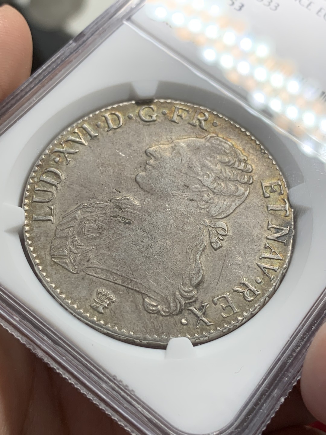 《竞宝斋》第85场-本周日，周一2场连拍（全场不限金额包邮） NGC-AU53 法国1791-I年 里摩日厂 路易十六ECU 大银币 金光淡彩 非常漂亮