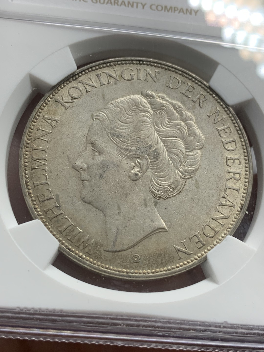 《竞宝斋》第85场-本周日，周一2场连拍（全场不限金额包邮） NGC-AU58 荷兰 1937年威廉米娜 2.5盾大银币 原光好品