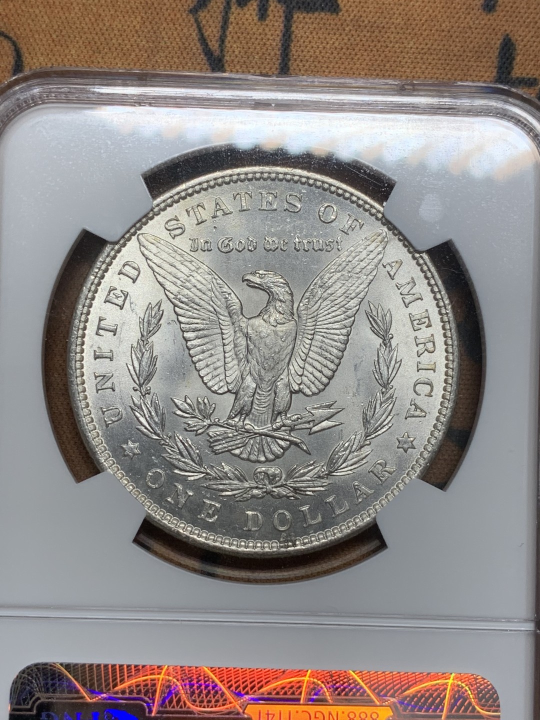 《竞宝斋》第85场-本周日，周一2场连拍（全场不限金额包邮） NGC-MS63 美国 1896年 P版 摩根1元银币 带车轮光很漂亮