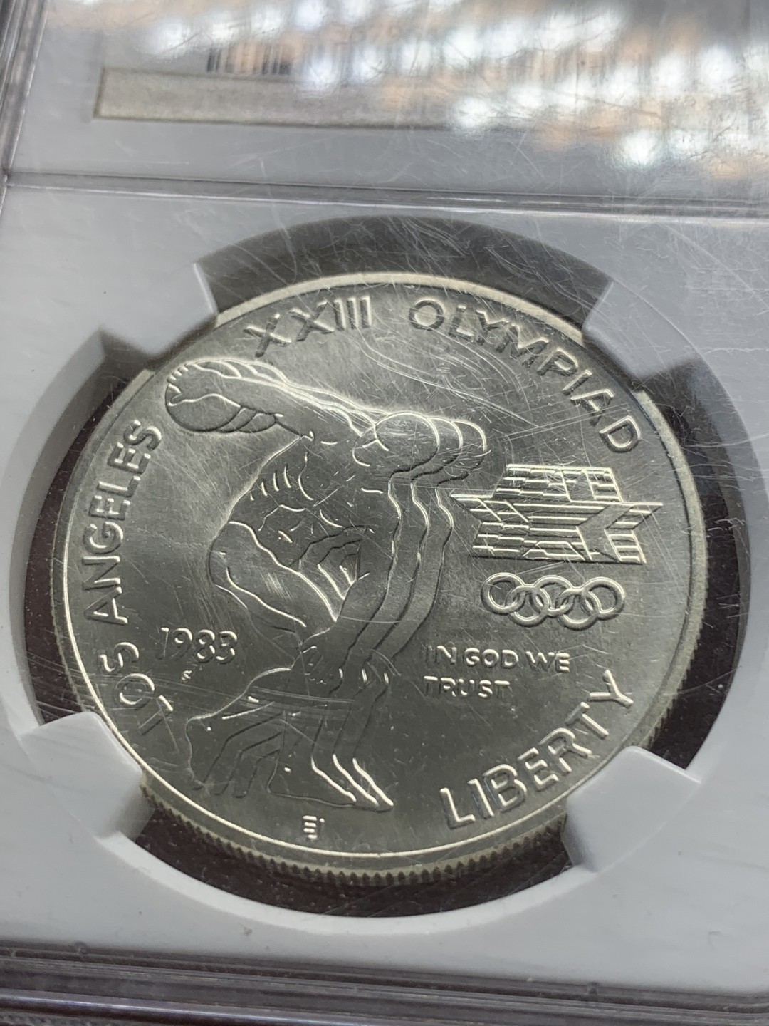 《竞宝斋》第85场-本周日，周一2场连拍（全场不限金额包邮） NGC-MS69  美国 1983年S 洛杉矶奥运会 1美元银币 