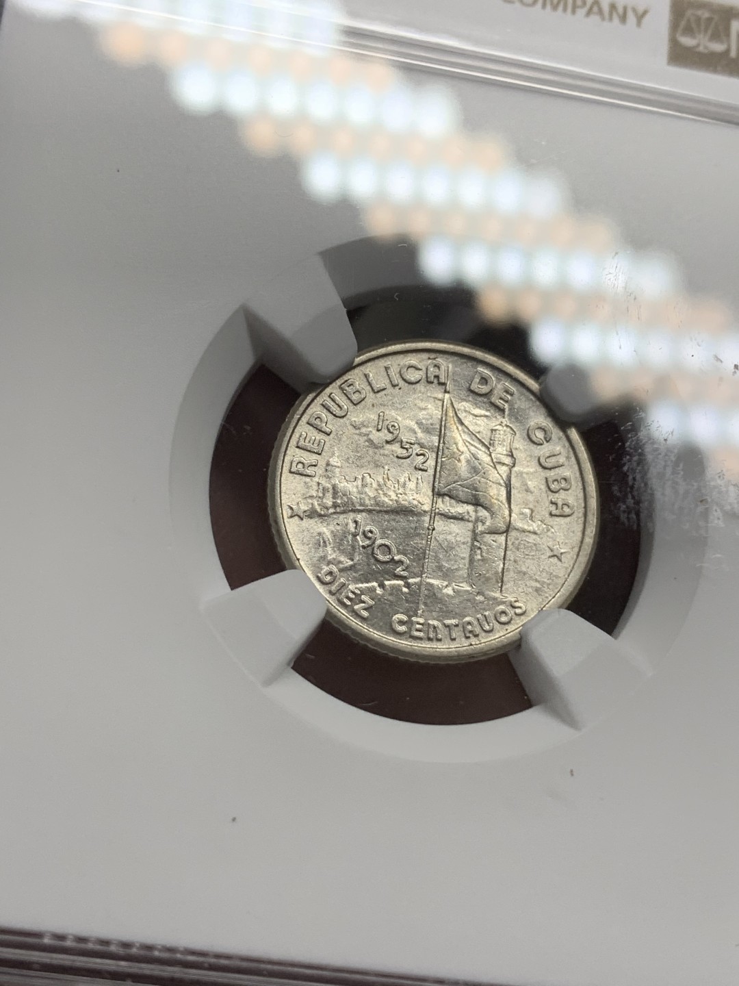 《竞宝斋》第85场-本周日，周一2场连拍（全场不限金额包邮） NGC MS62古巴1952年独立纪念10分银币