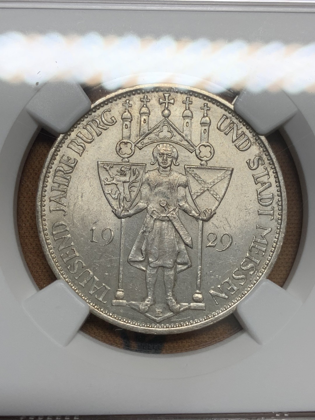 《竞宝斋》第85场-本周日，周一2场连拍（全场不限金额包邮） NGC-MS63 魏玛德国1929年梅森建城千年3马克纪念银币