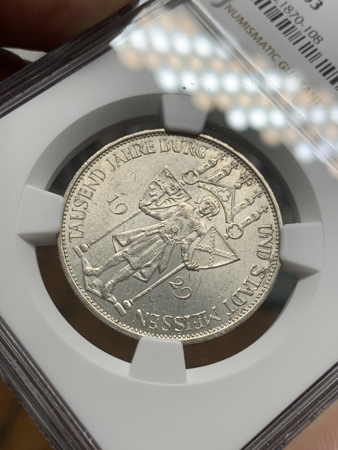 《竞宝斋》第85场-本周日，周一2场连拍（全场不限金额包邮） NGC-MS63 魏玛德国1929年梅森建城千年3马克纪念银币