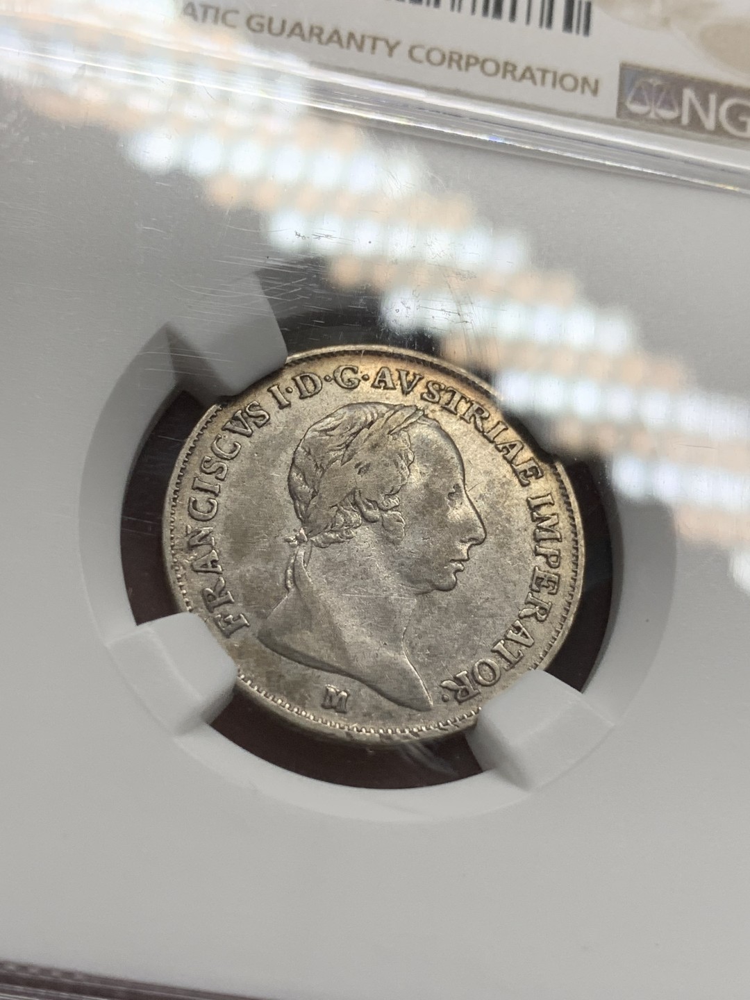 《竞宝斋》第85场-本周日，周一2场连拍（全场不限金额包邮） NGC 1824年奥属意大利伦巴第1里拉银币 细节清晰 少见品种