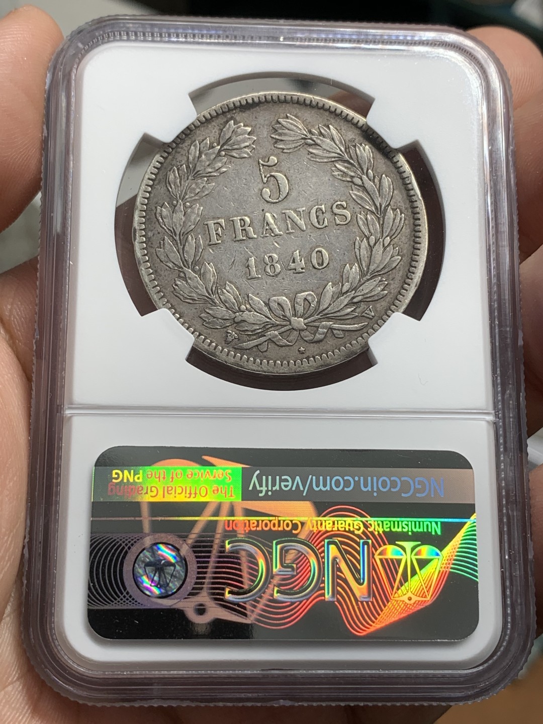 《竞宝斋》第85场-本周日，周一2场连拍（全场不限金额包邮） NGC-XF 法国 1840年 菲利普 5法郎银币
