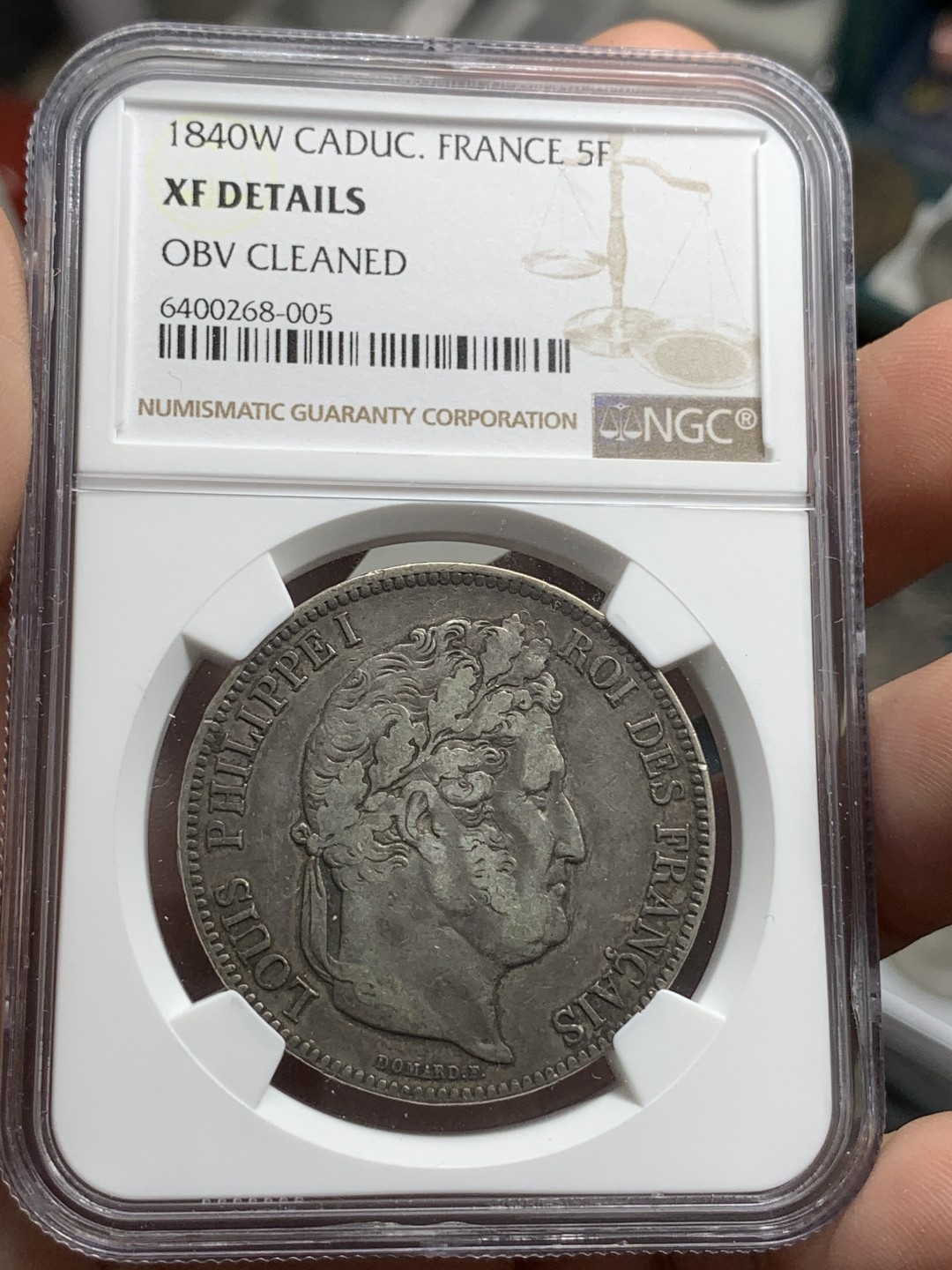 《竞宝斋》第85场-本周日，周一2场连拍（全场不限金额包邮） NGC-XF 法国 1840年 菲利普 5法郎银币