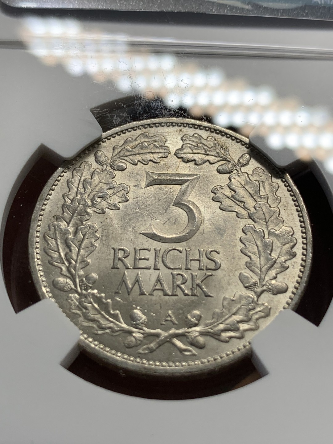 《竞宝斋》第85场-本周日，周一2场连拍（全场不限金额包邮） NGC-MS63 魏玛德国1925年莱茵千年3马克银币