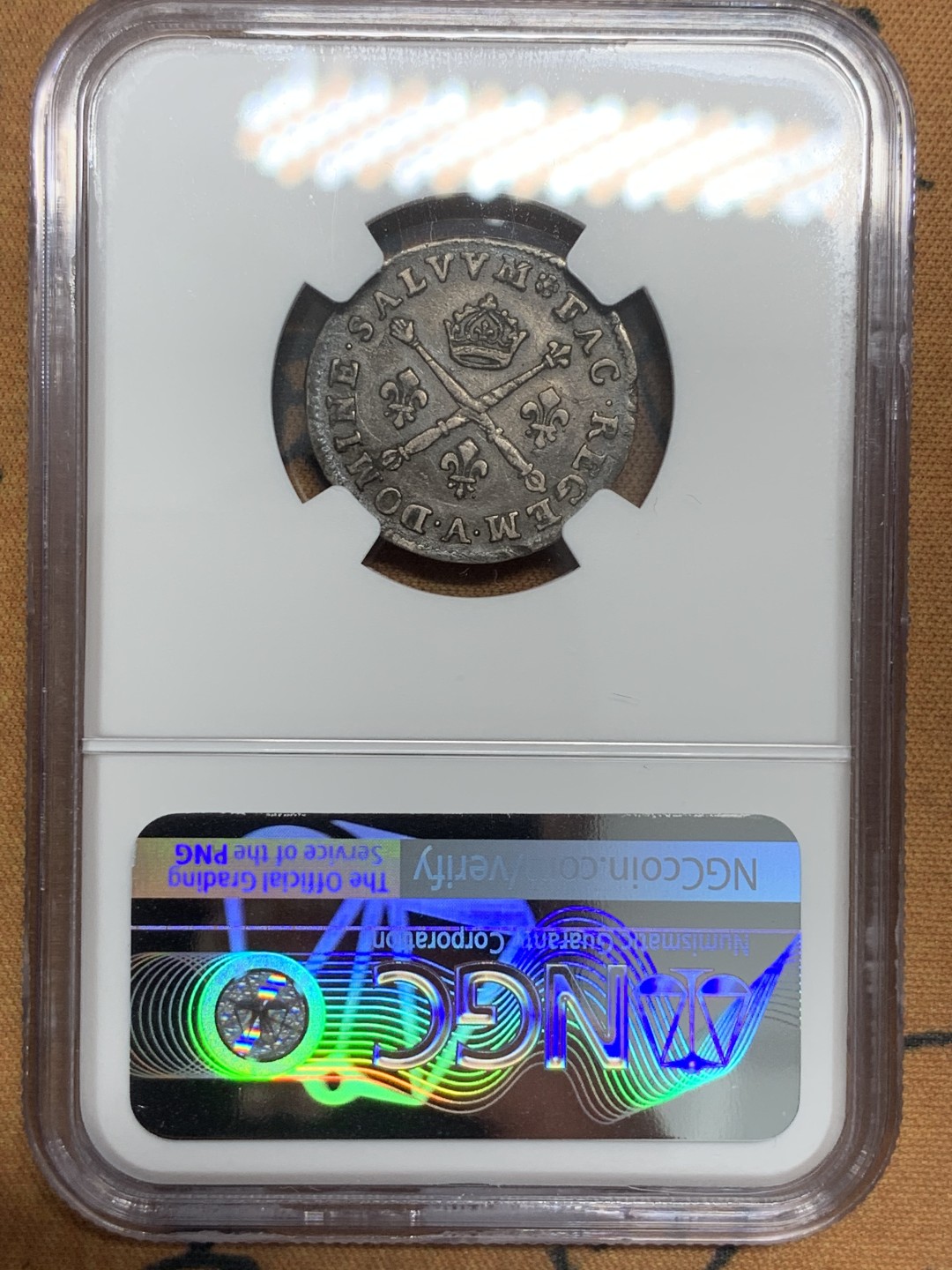 《竞宝斋》第85场-本周日，周一2场连拍（全场不限金额包邮） NGC-VF 法国1704-A年 路易十四 10S银币 老包浆 少见太阳神辅币