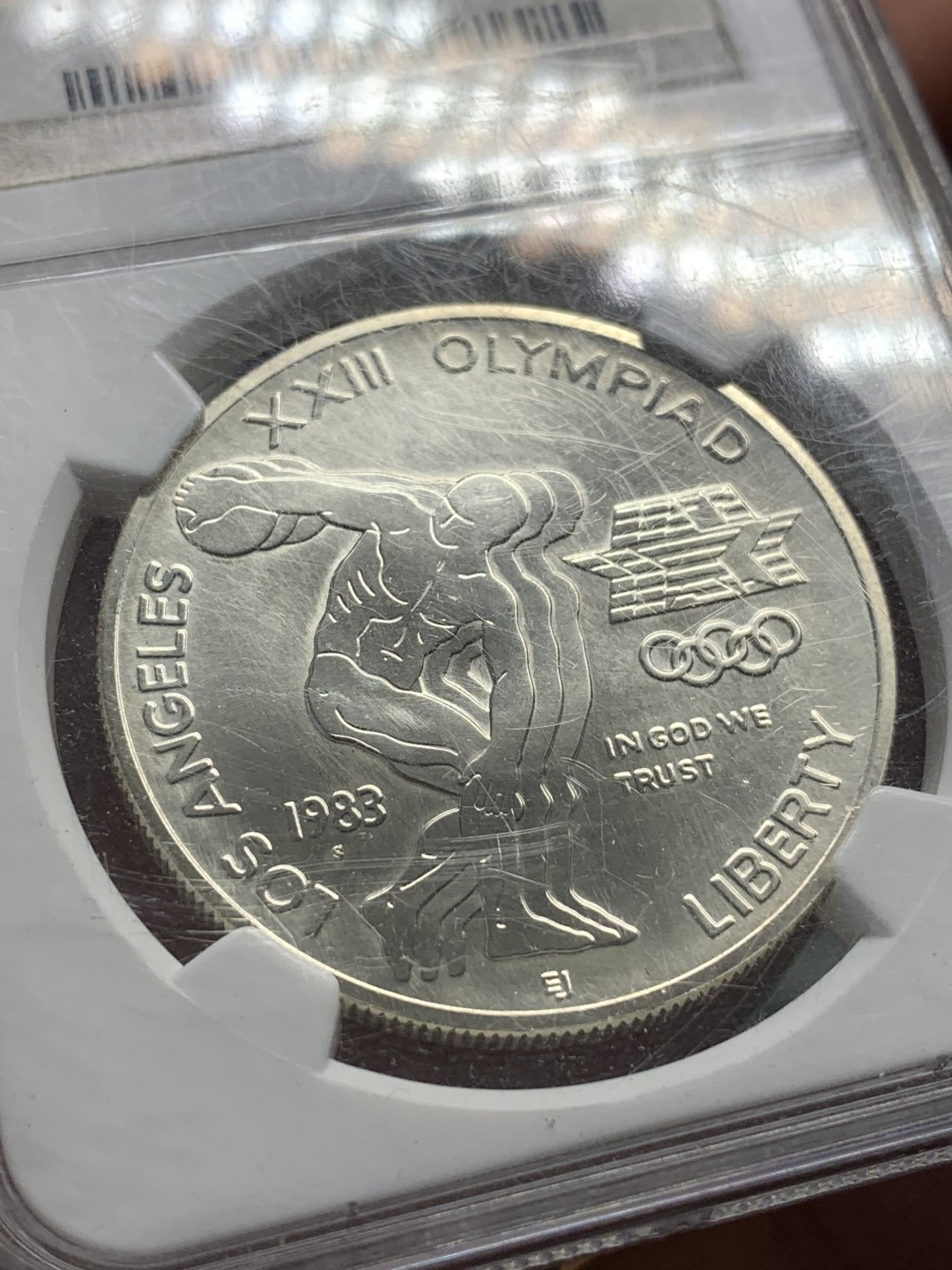 《竞宝斋》第85场-本周日，周一2场连拍（全场不限金额包邮） NGC-MS69  美国 1983年S 洛杉矶奥运会 1美元银币 