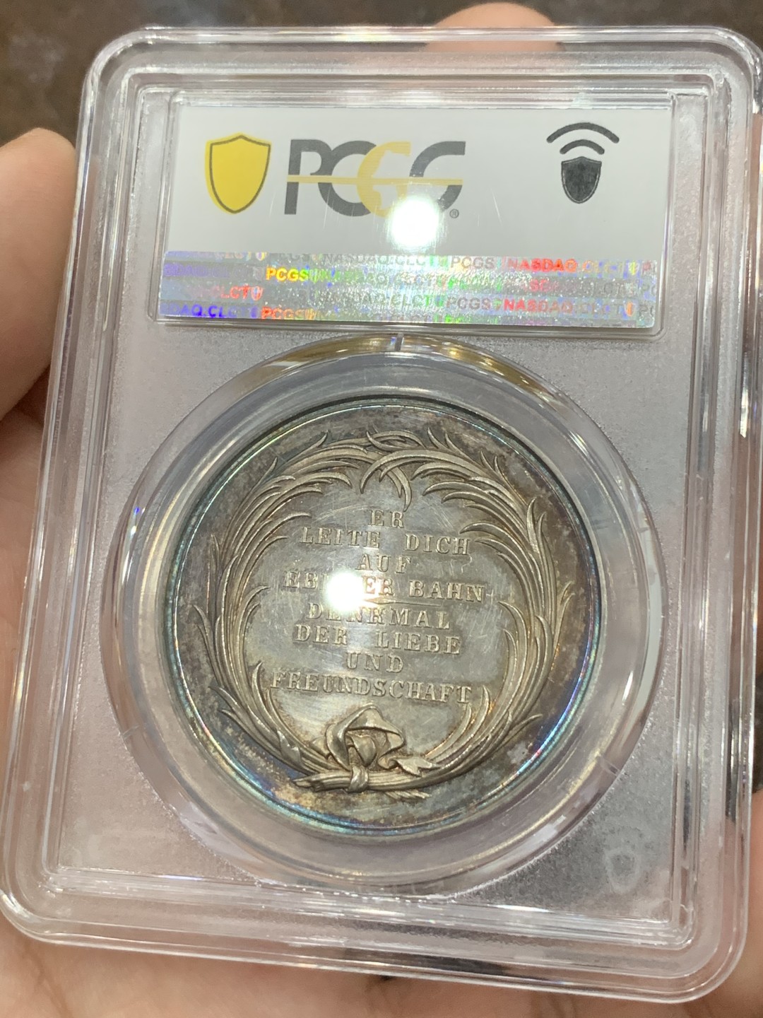 《竞宝斋》第85场-本周日，周一2场连拍（全场不限金额包邮） PCGS MS63 德国 普鲁士 1800年左右 洗礼 银章 少见品种