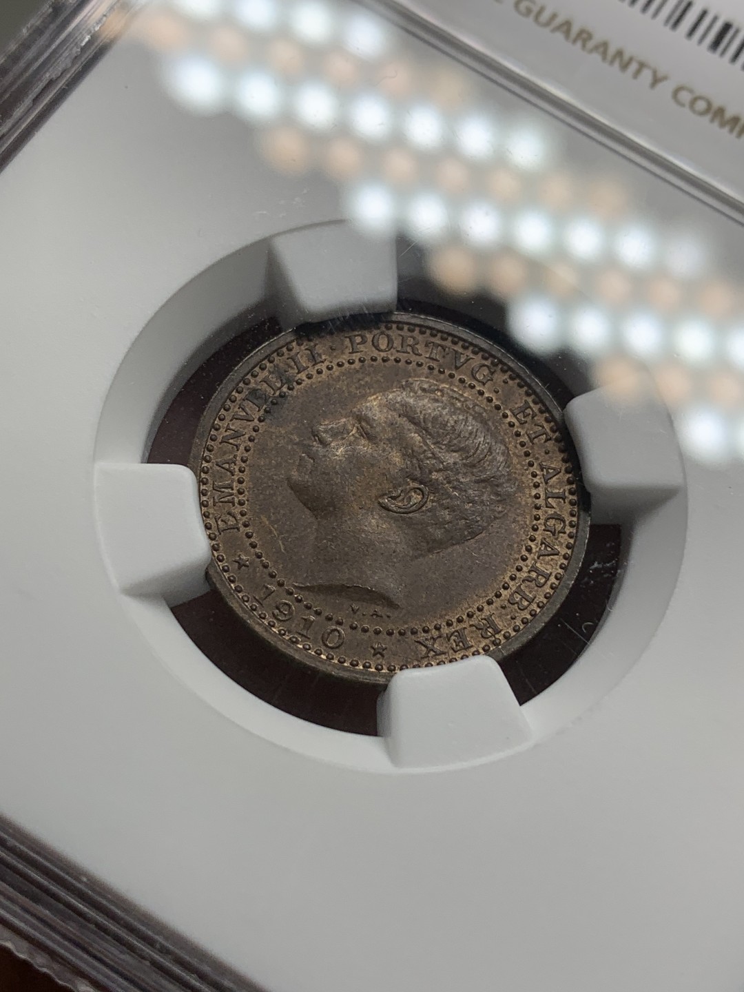 《竞宝斋》第85场-本周日，周一2场连拍（全场不限金额包邮） NGC MS63BN 葡萄牙1910年5瑞斯铜币