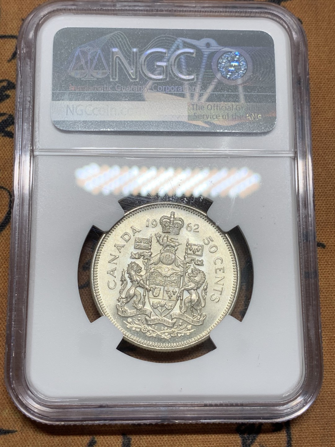 《竞宝斋》第85场-本周日，周一2场连拍（全场不限金额包邮） NGC-MS63 加拿大 1962年 伊丽莎白二世 50分银币