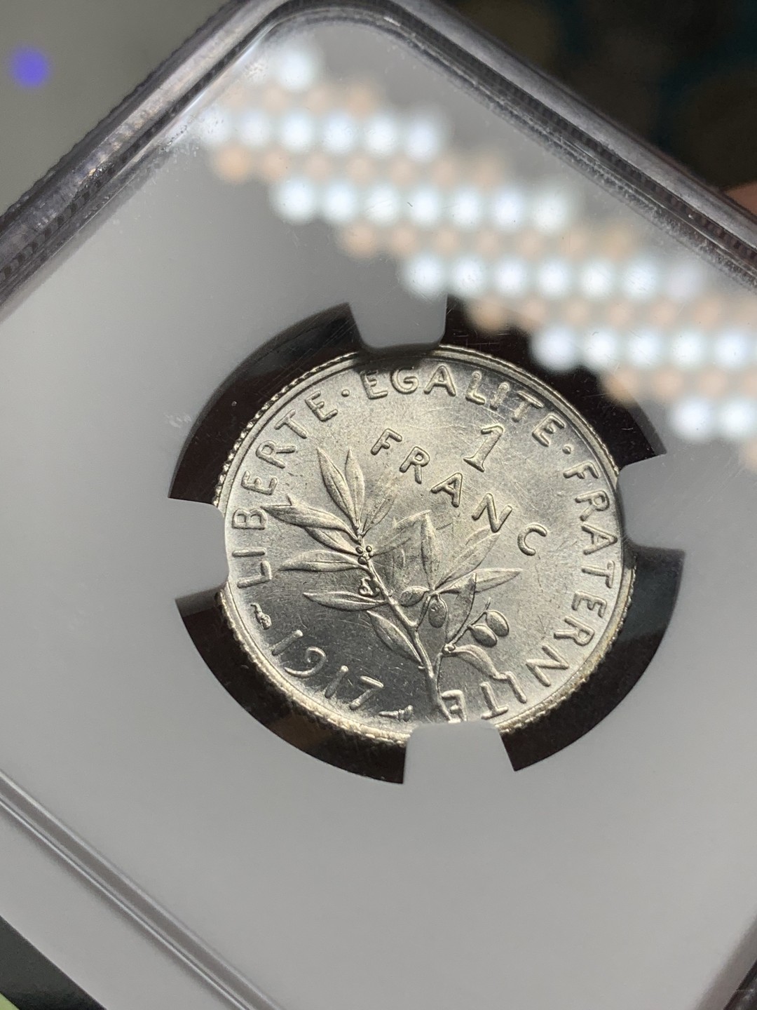 《竞宝斋》第85场-本周日，周一2场连拍（全场不限金额包邮） NGC MS64 法国 1917年 播种1法郎 银币