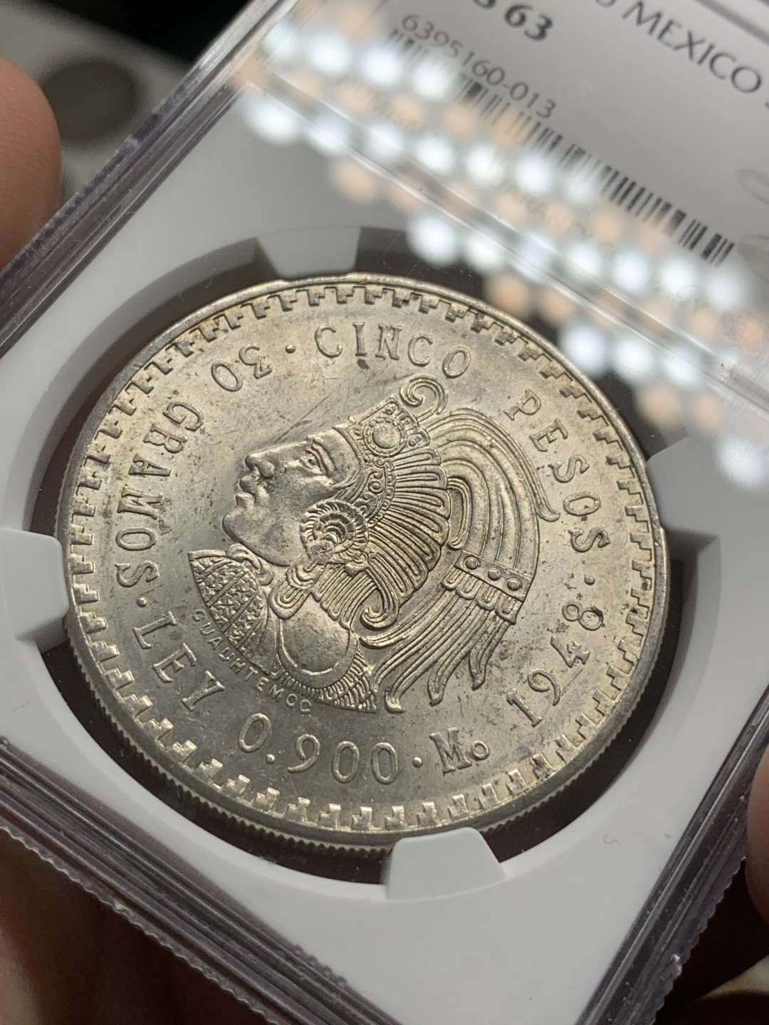 《竞宝斋》第85场-本周日，周一2场连拍（全场不限金额包邮） NGC-MS63 墨西哥 1948年 鹰洋5比索大银币 顶级原光好品