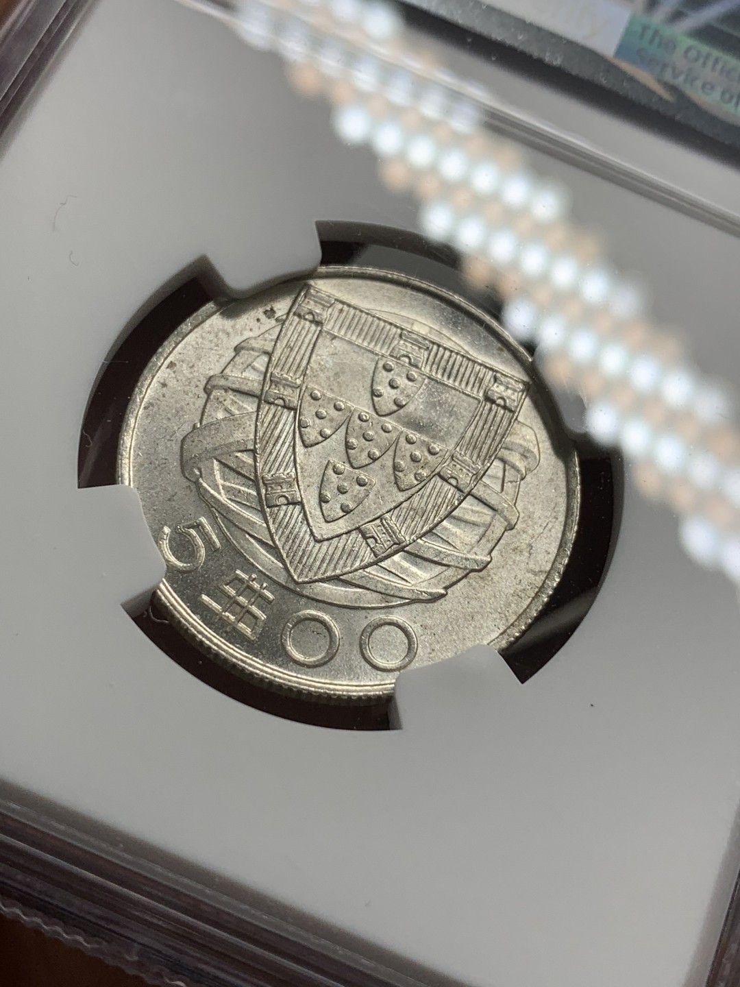 《竞宝斋》第85场-本周日，周一2场连拍（全场不限金额包邮） NGC-MS64 葡萄牙1951年 大帆船 5埃斯库多银币 原光好品 顶级分数