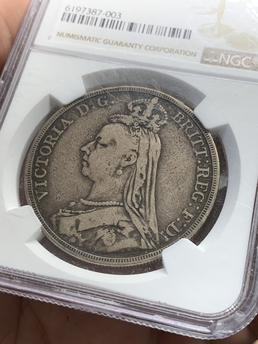 《竞宝斋》第85场-本周日，周一2场连拍（全场不限金额包邮） NGC-F15  英国 1890年 高冠马剑银币 