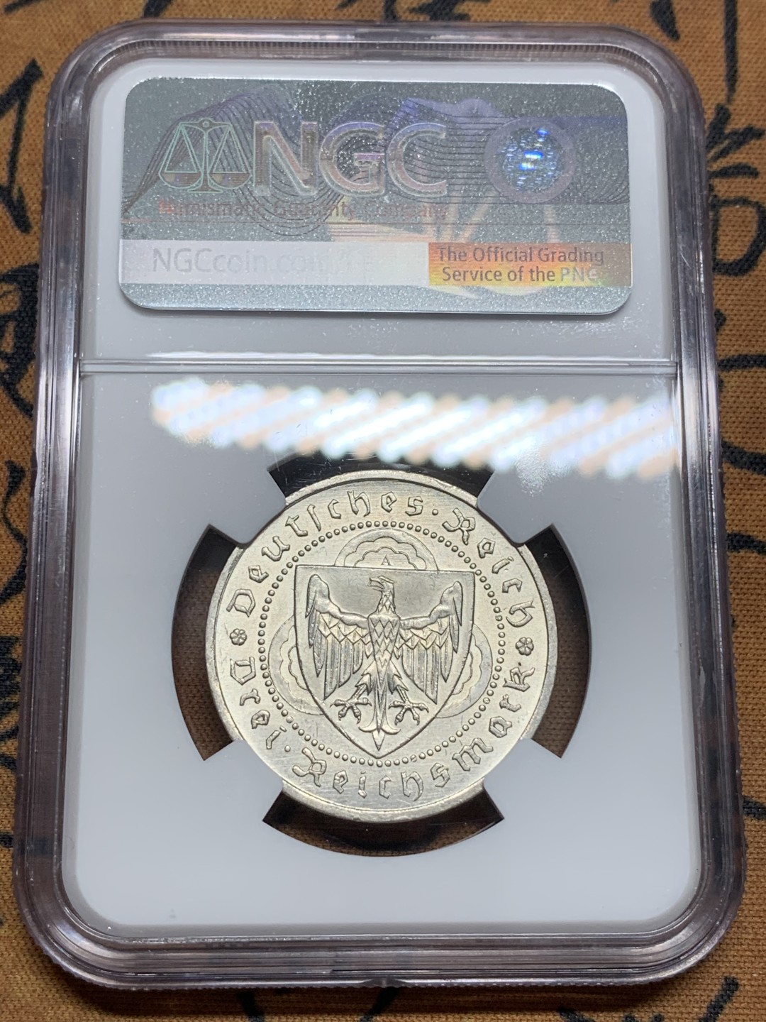 《竞宝斋》第85场-本周日，周一2场连拍（全场不限金额包邮） NGC-MS63 魏玛德国1930年游吟诗人3马克纪念银币