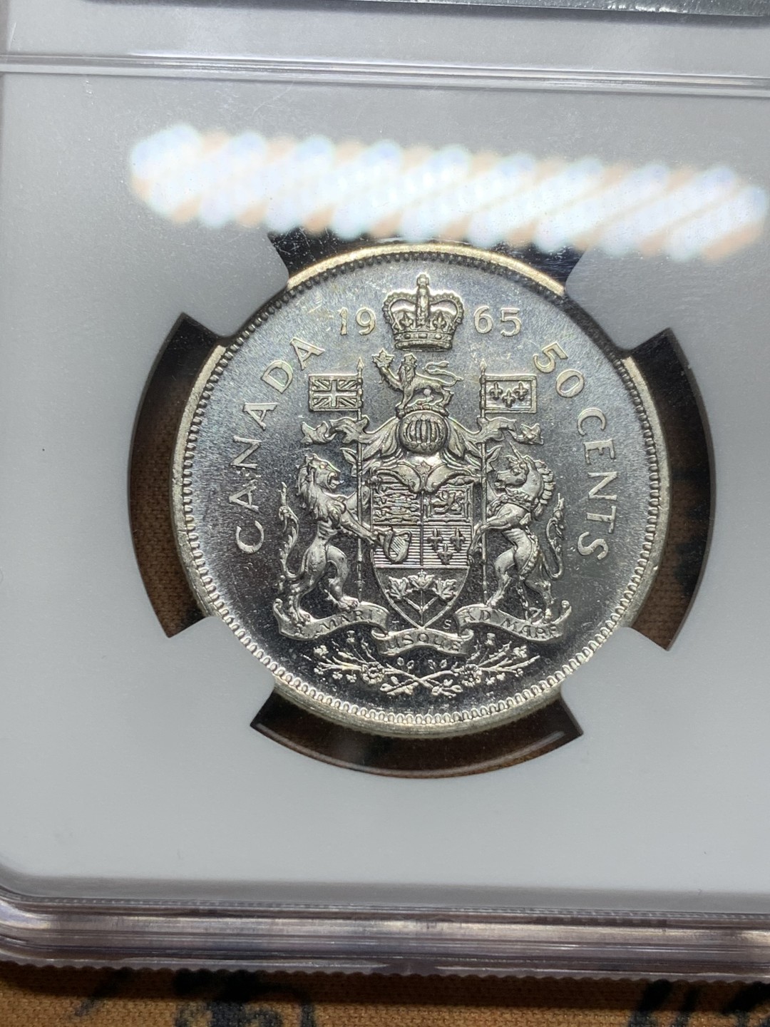 《竞宝斋》第85场-本周日，周一2场连拍（全场不限金额包邮） NGC-MS62PL 加拿大 1965年伊丽莎白二世 50分 类精制银币