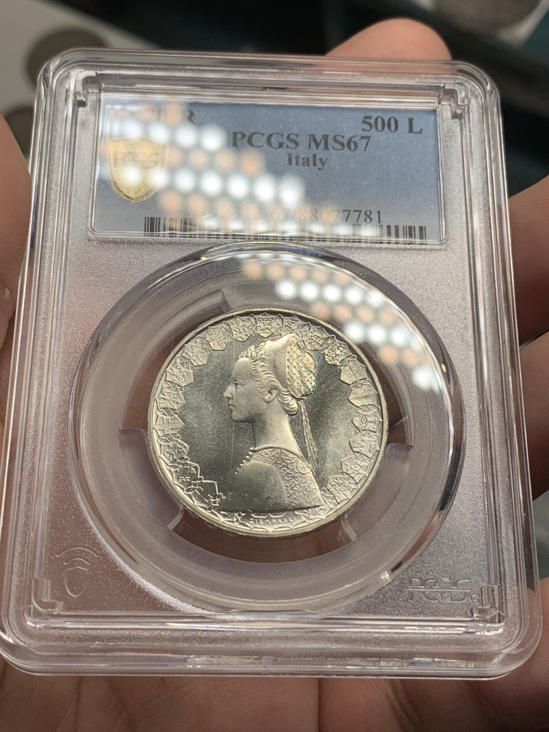 《竞宝斋》第85场-本周日，周一2场连拍（全场不限金额包邮） PCGS MS67 意大利1970年500里拉、1000里拉一对，高分难得