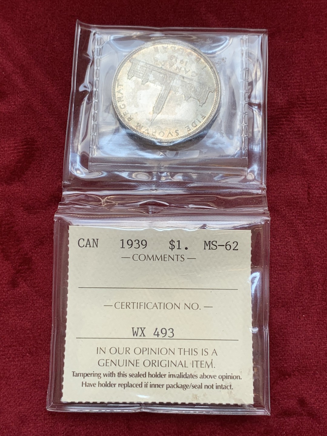 《竞宝斋》第85场-本周日，周一2场连拍（全场不限金额包邮） 加拿大本土评级ICCS-MS62。加拿大1939国会大厦银币。不多见的品种，品相很棒