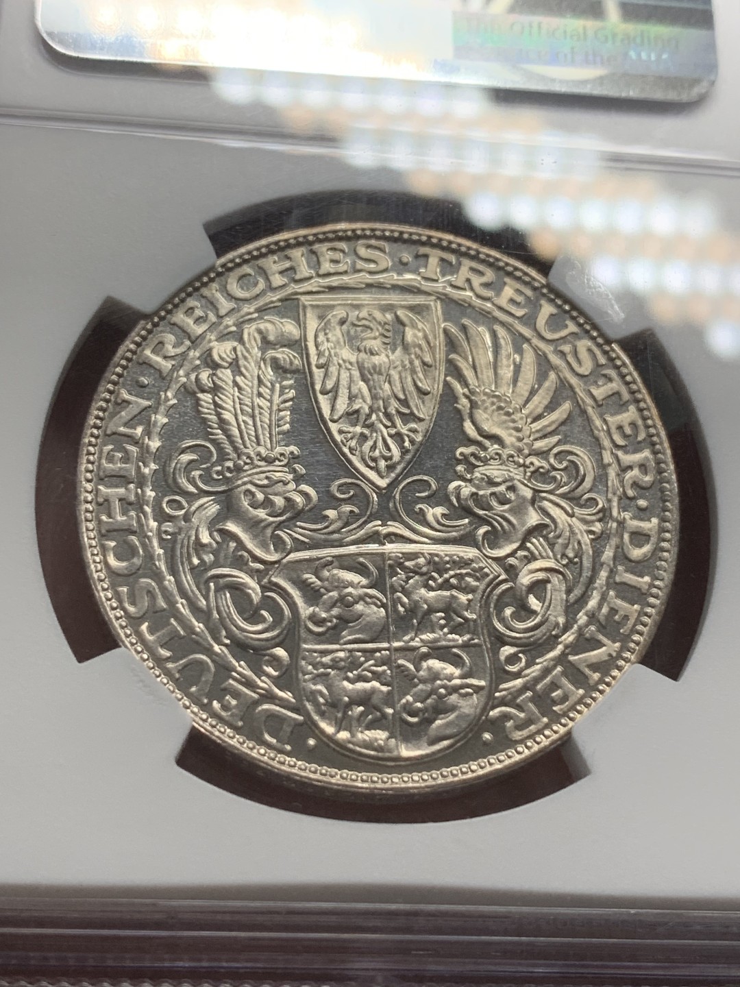 《竞宝斋》第85场-本周日，周一2场连拍（全场不限金额包邮） NGC MS62 1927年 德国 兴登堡 5马克银币章