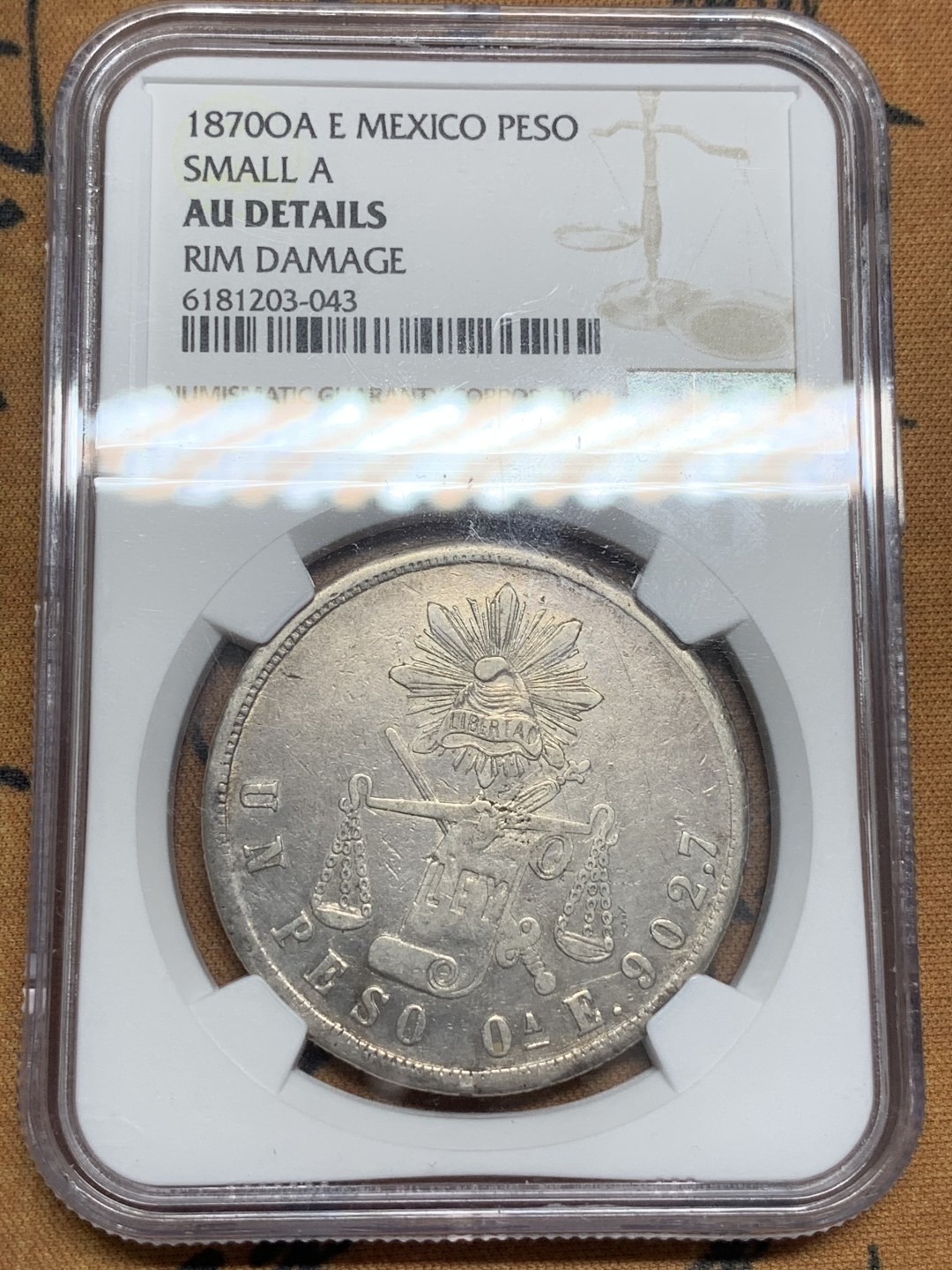 《竞宝斋》第85场-本周日，周一2场连拍（全场不限金额包邮） NGC-AUD  墨西哥 1870年OA E 天平鹰洋 1比索银币 小A版 