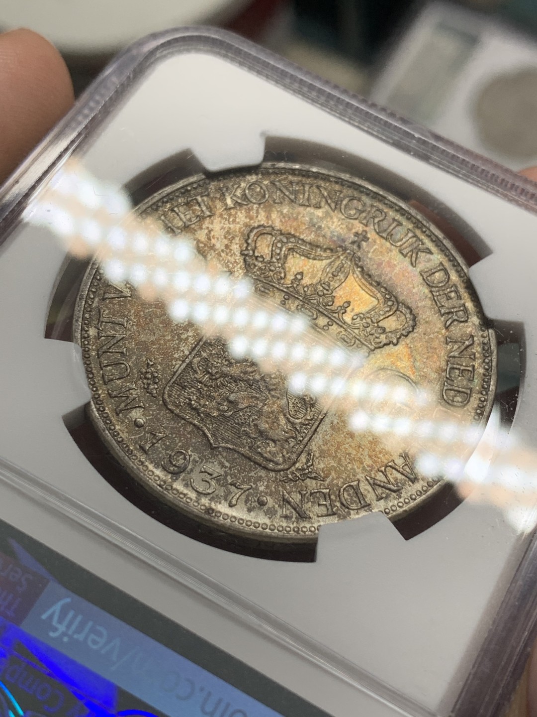 《竞宝斋》第85场-本周日，周一2场连拍（全场不限金额包邮） NGC-AU58 荷兰 1937年威廉米娜 2.5盾大银币 原光好品