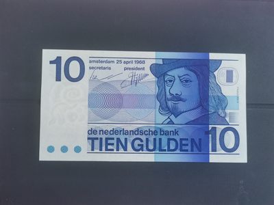 荷兰人像版10盾纸币 1968年 全新UNC - 荷兰人像版10盾纸币 1968年 全新UNC