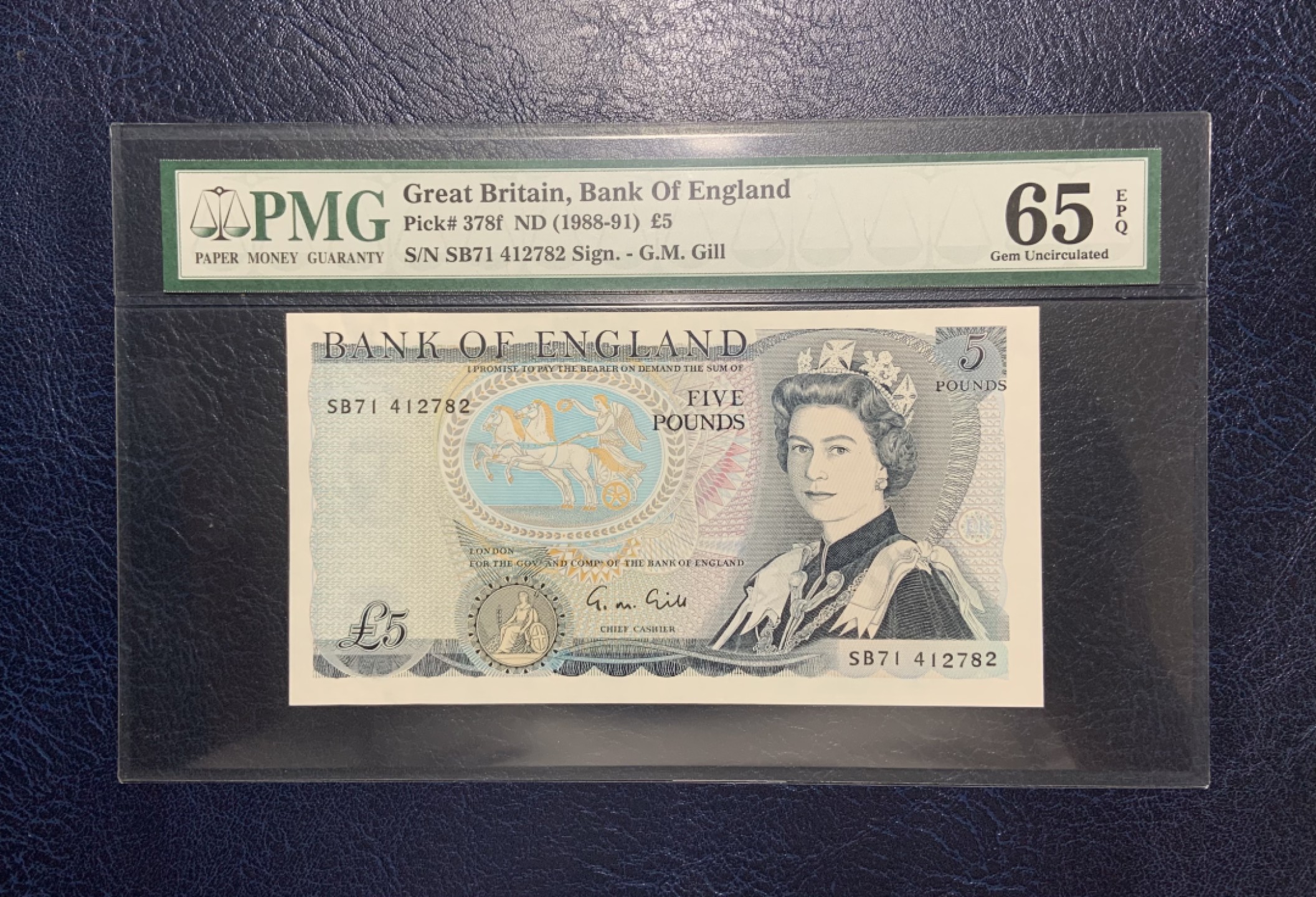 收藏联盟Quantum Auction 第185期拍卖 英国1988-1991年5英镑 PMG65 威灵顿公爵 稀少第一代pmg封装