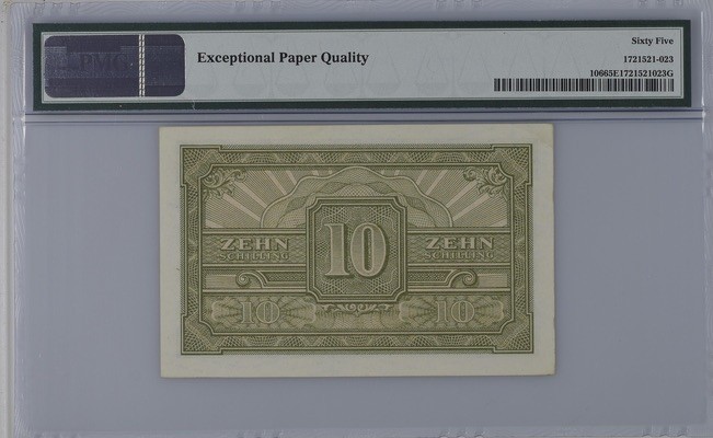 收藏联盟Quantum Auction 第185期拍卖 奥地利1944年10先令 PMG65 二战敌占时期