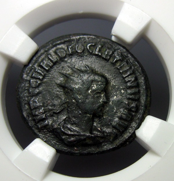 古罗马洗银币,洗银铜币,戴克里先,1安东尼安,AD284-305,约22mm,3.4g,自打标签盒子R3762bx8x