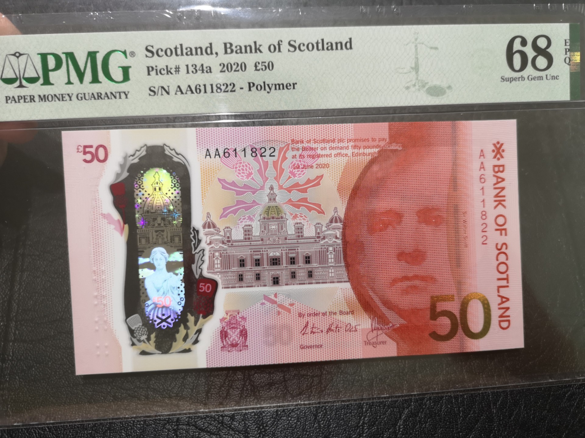 《外钞收藏家》第一百九十六期 2020年苏格兰50镑 PMG68超高分 无47 AA冠