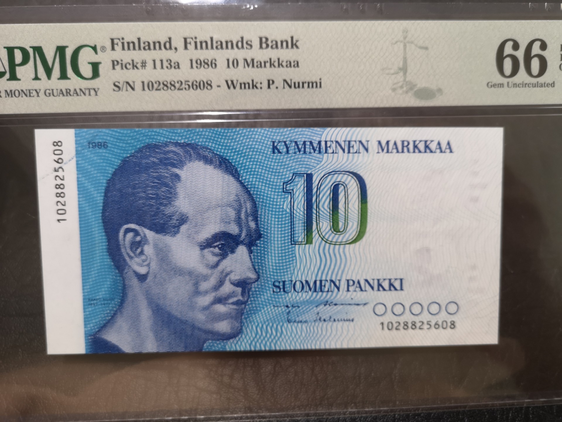 《外钞收藏家》第一百九十六期 1986年芬兰10马克 无47尾8 初版 PMG66