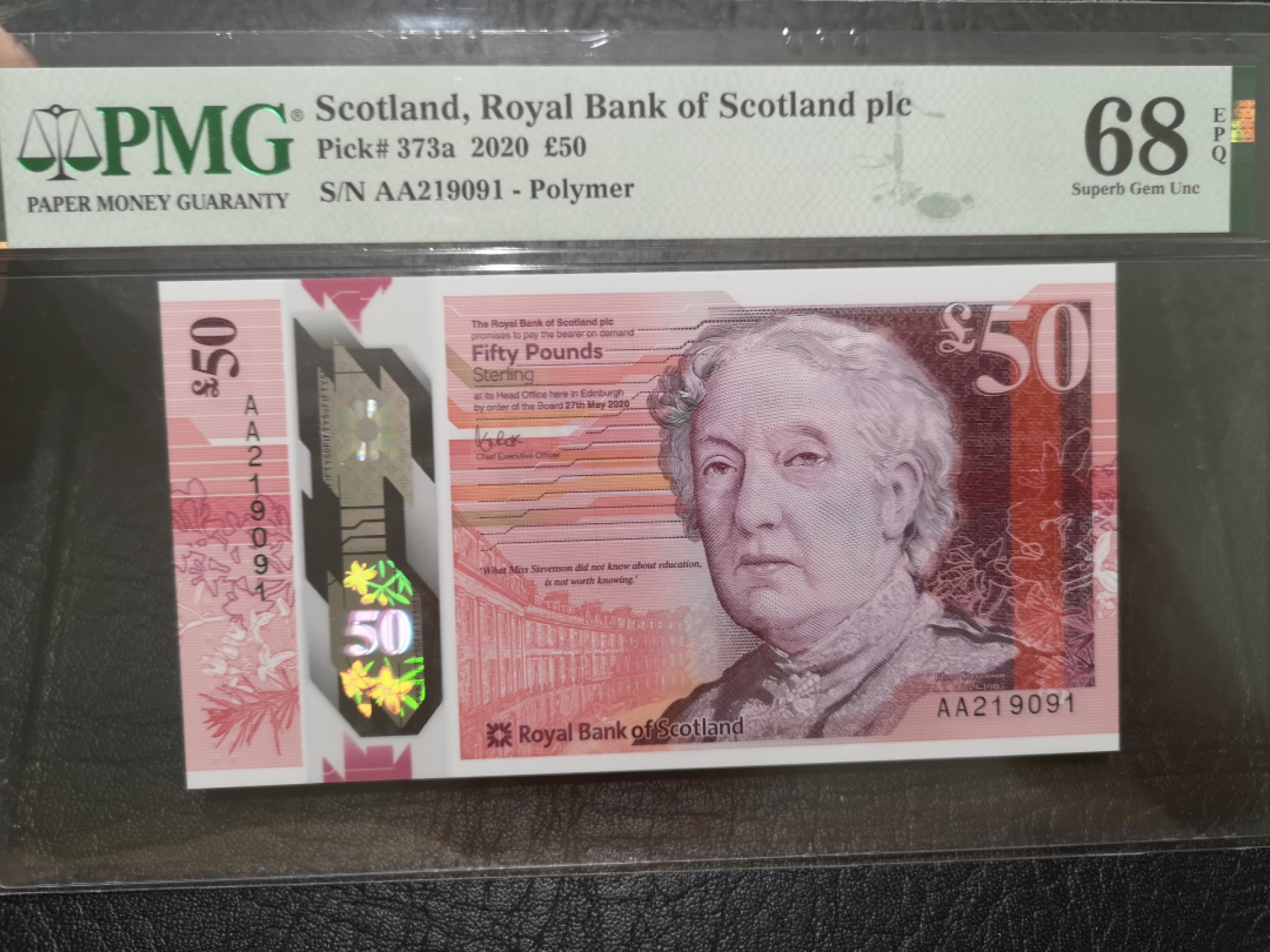 《外钞收藏家》第一百九十六期 2020年苏格兰皇家银行50镑 PMG68超高分 无47 AA冠
