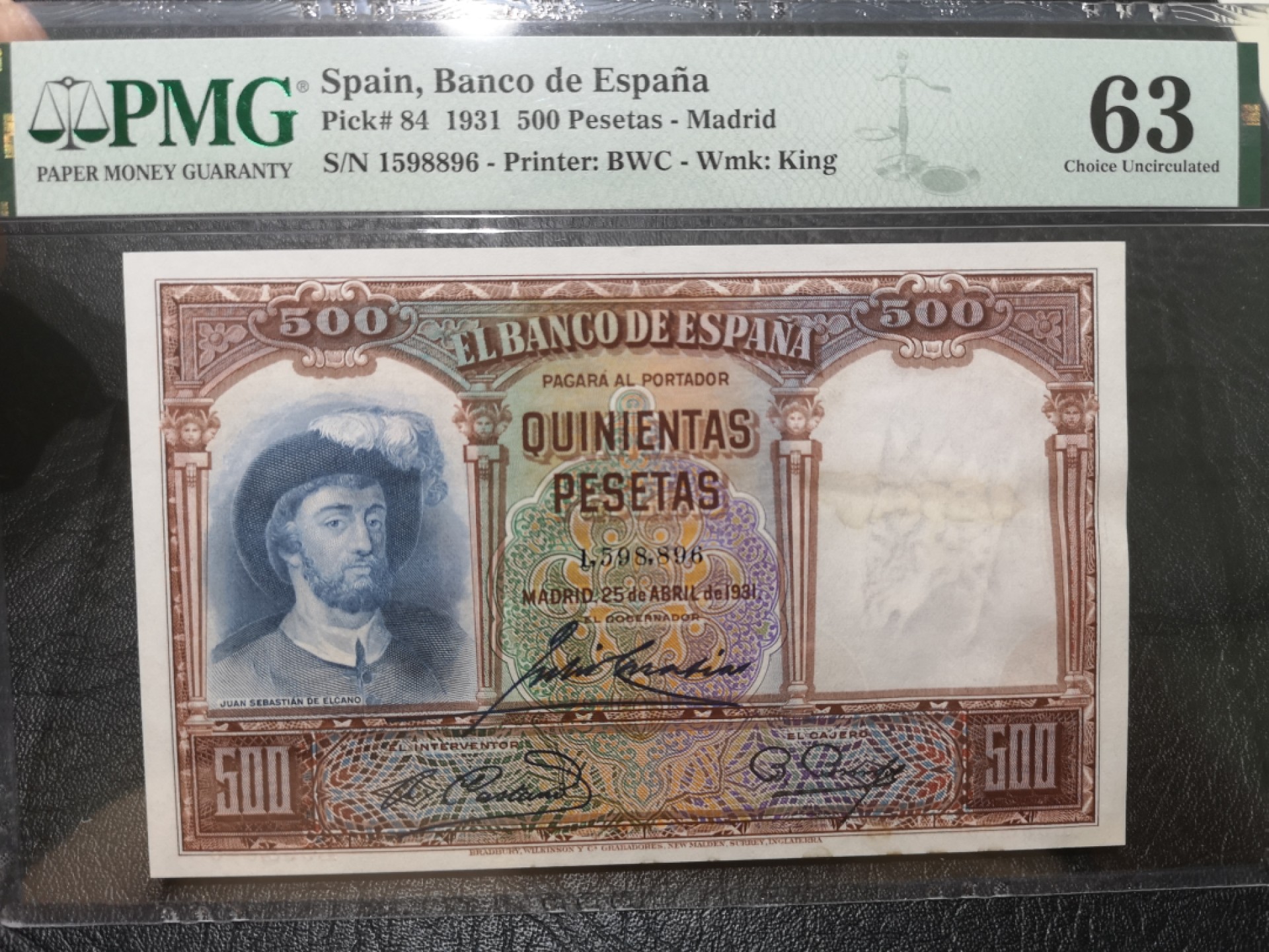 《外钞收藏家》第一百九十六期 1931年西班牙500比塞塔 PMG63 无47