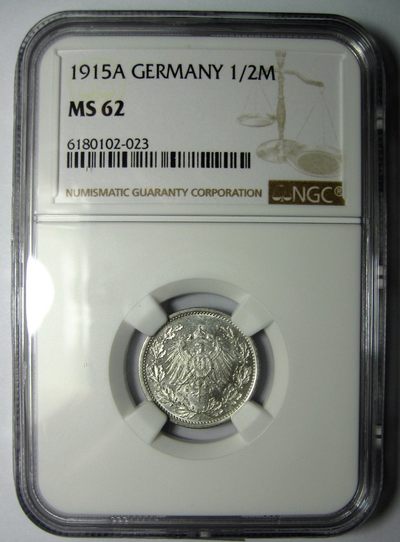 NGC-MS62德国银币,1915A,1/2马克,NGC评级R1118bx6x - NGC-MS62德国银币,1915A,1/2马克,NGC评级R1118bx6x