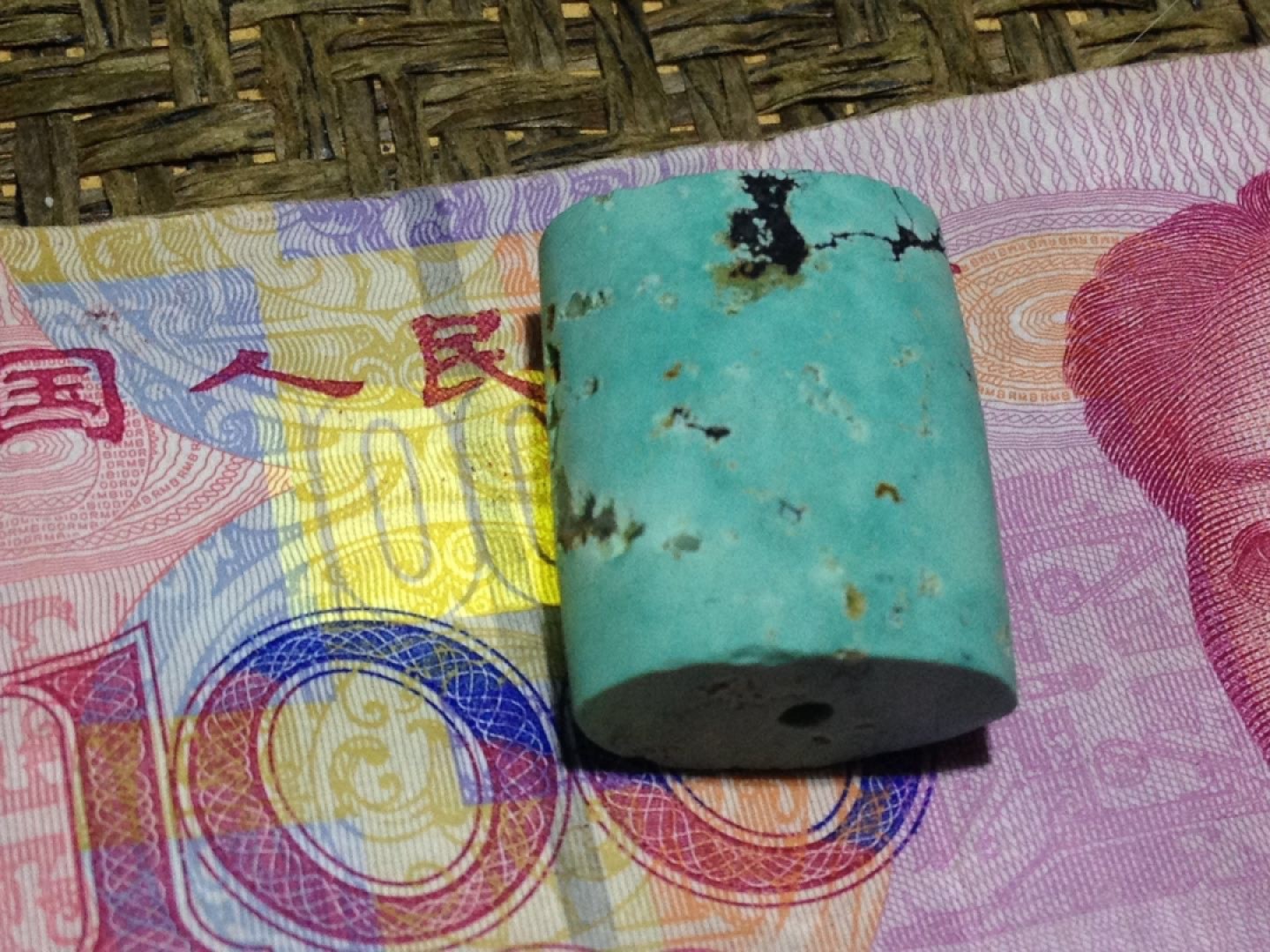 十堰原矿三无蓝白松石背云一个！