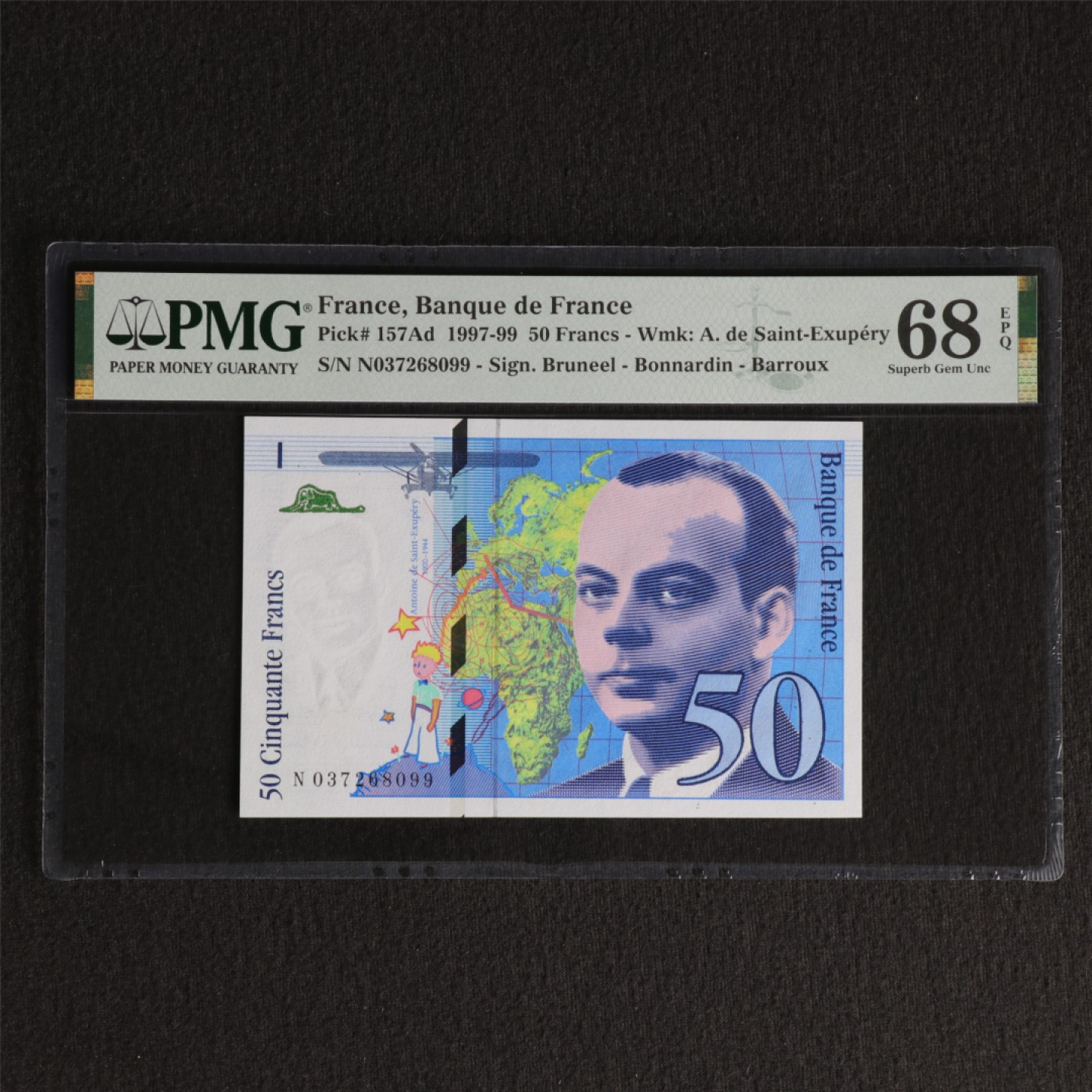 【亘邦集藏】 第127期拍卖 【冠军分】1997-99年 法国50法郎 PMG 68EPQ 037268099