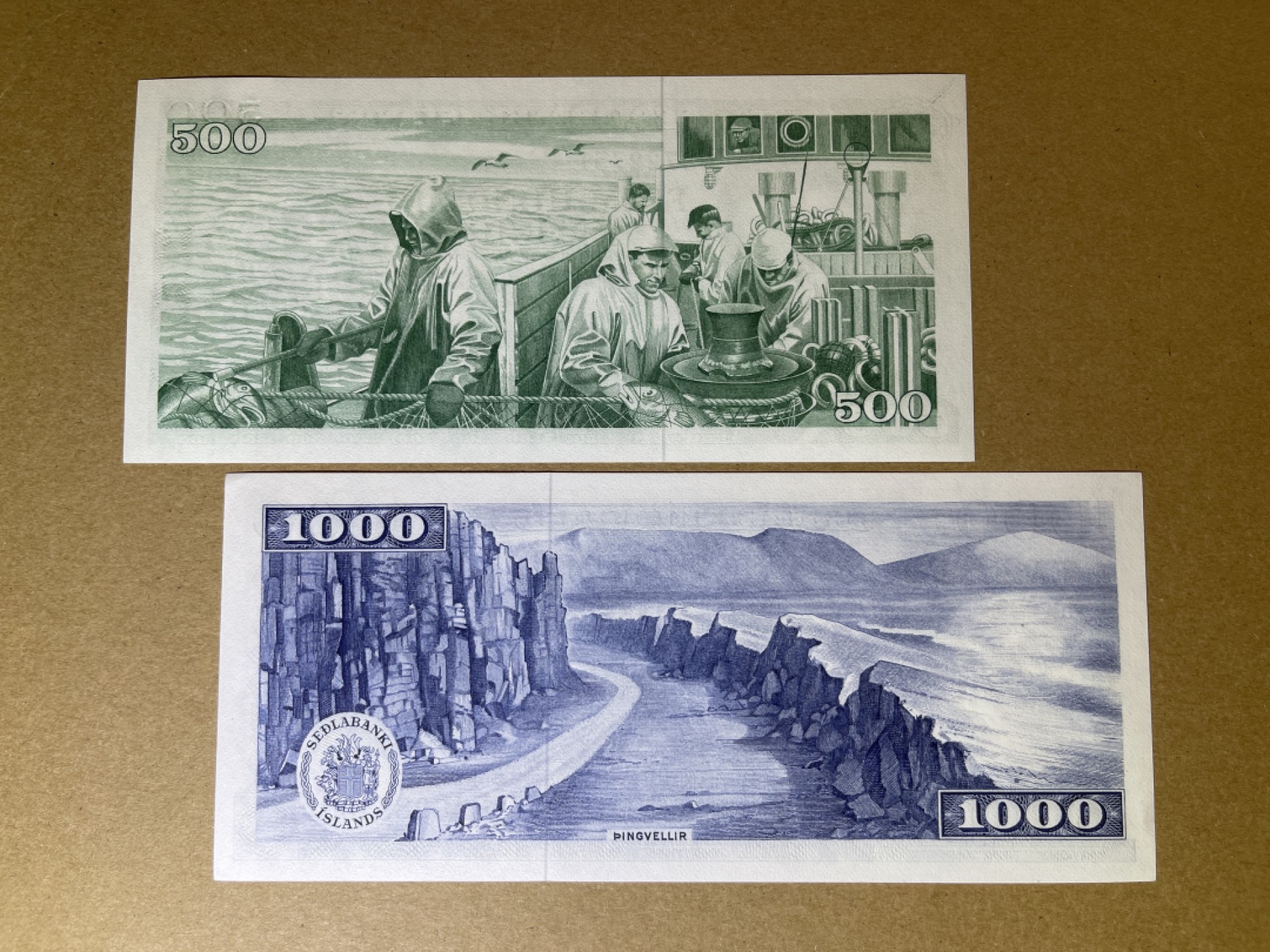 《张总收藏》69期——高分外币 冰岛500、1000克朗2张 UNC 1961年版