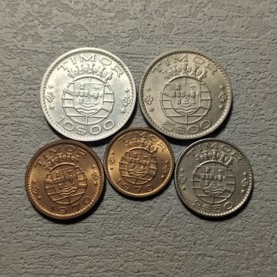 0起1加-纯粹捡漏拍-109场散币包邮场 - 葡属帝汶1964-1970年5枚套币一组-含1964年10埃斯库多银币