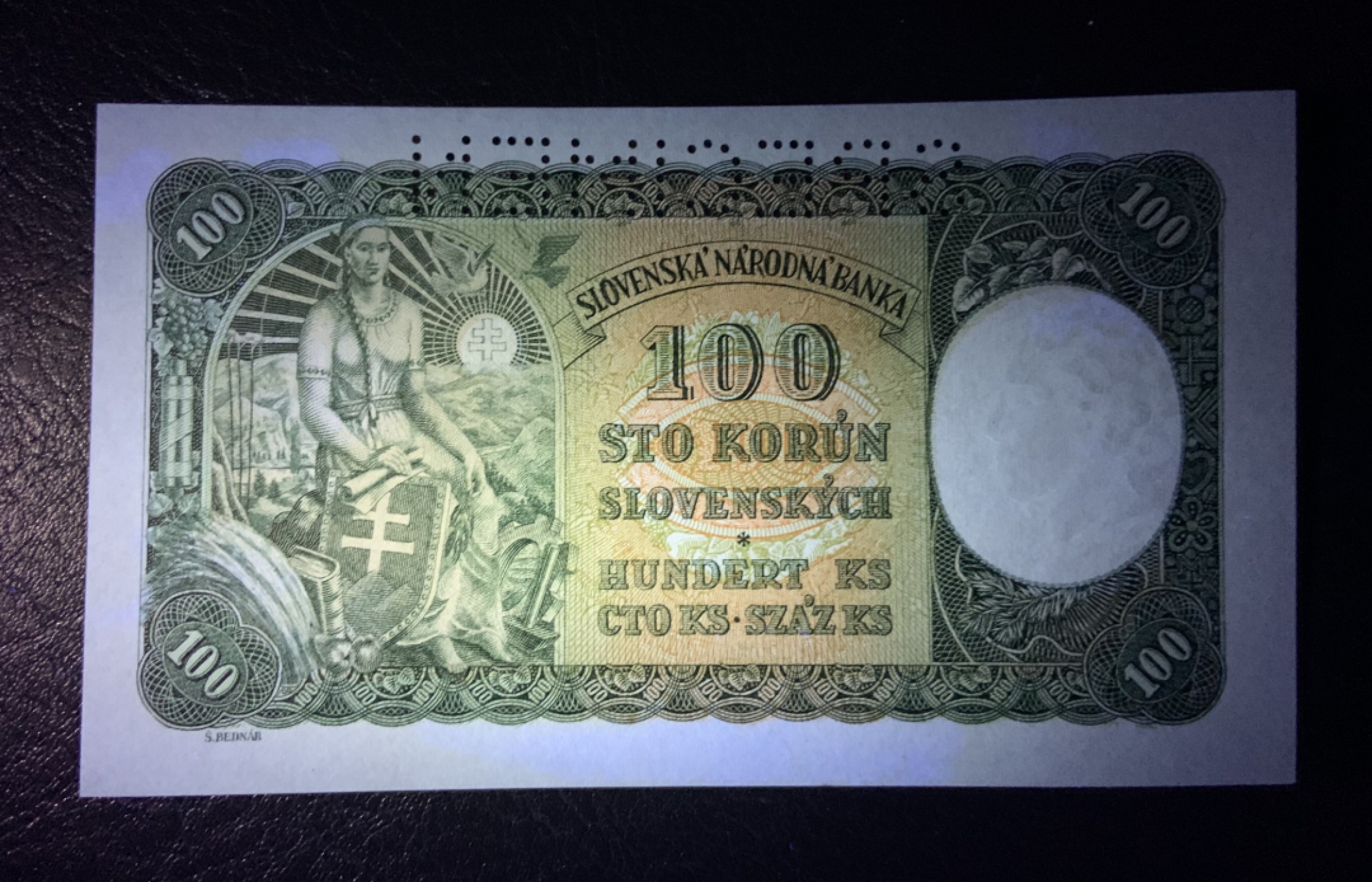 收藏联盟Quantum Auction 第186期拍卖(已更新) 斯洛伐克1940年100克朗样票 品相全新UNC 注意拍品介绍