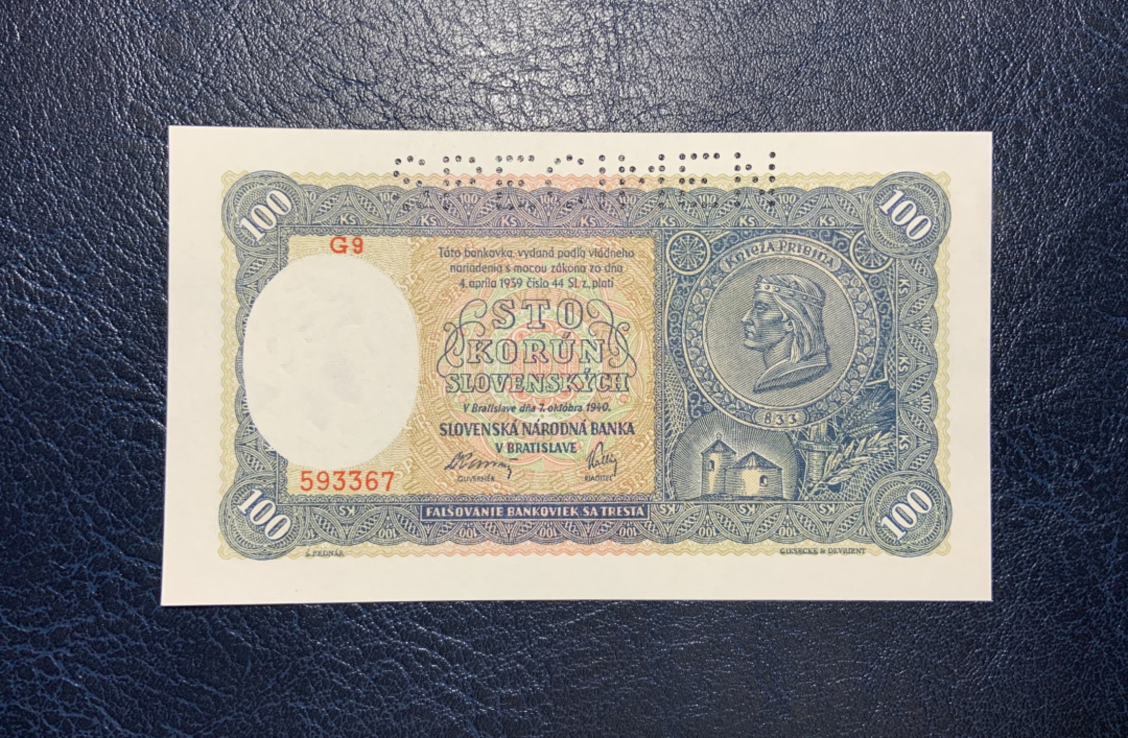 收藏联盟Quantum Auction 第186期拍卖(已更新) 斯洛伐克1940年100克朗样票 品相全新UNC 注意拍品介绍