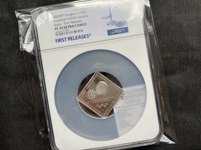 【币观天下】第198场钱币拍卖 - 匈牙利 2022 mrna 银币 蓝标 ngc70 带证书
