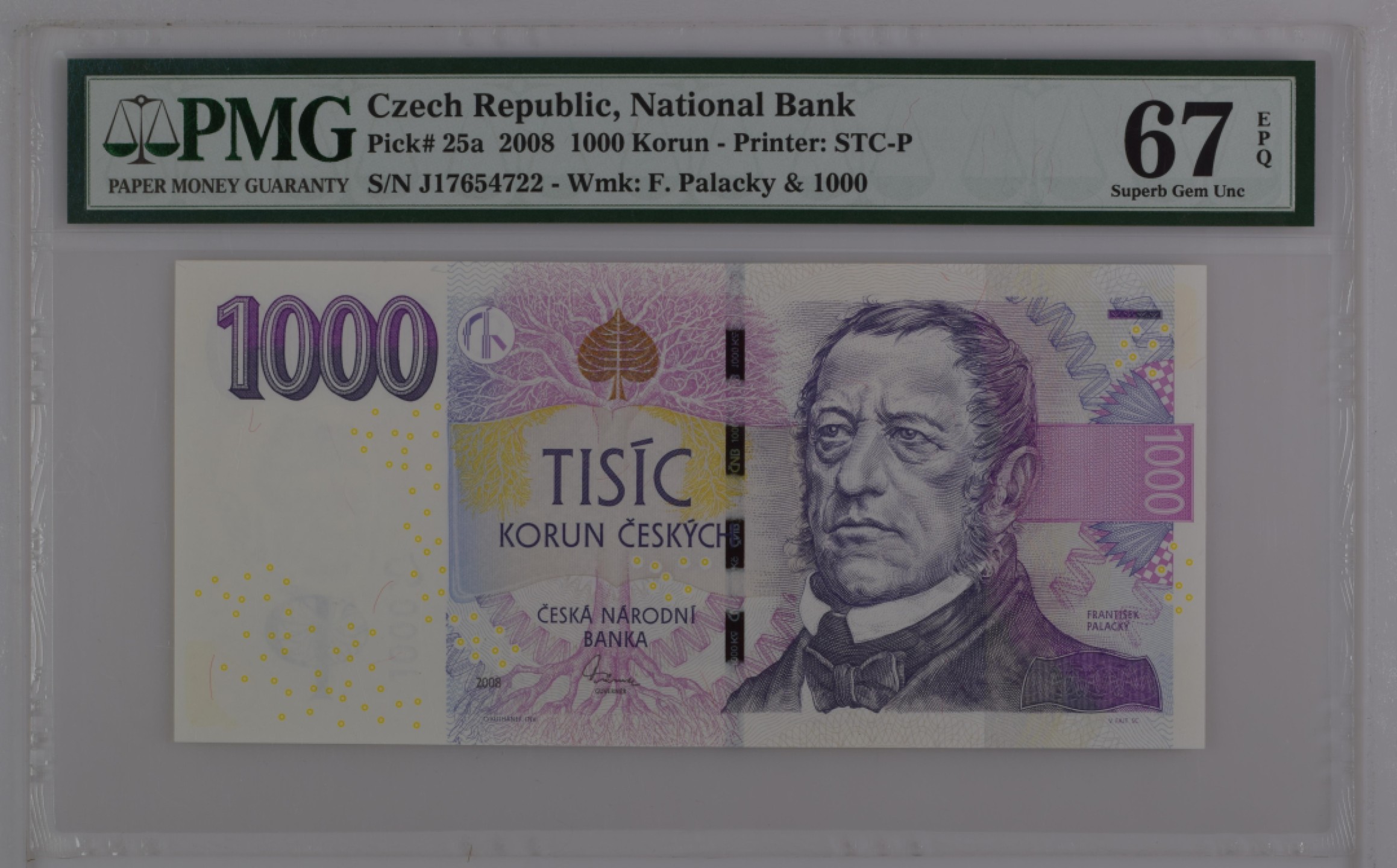 收藏联盟Quantum Auction 第186期拍卖(已更新) 捷克共和国2008年1000克朗 PMG66 