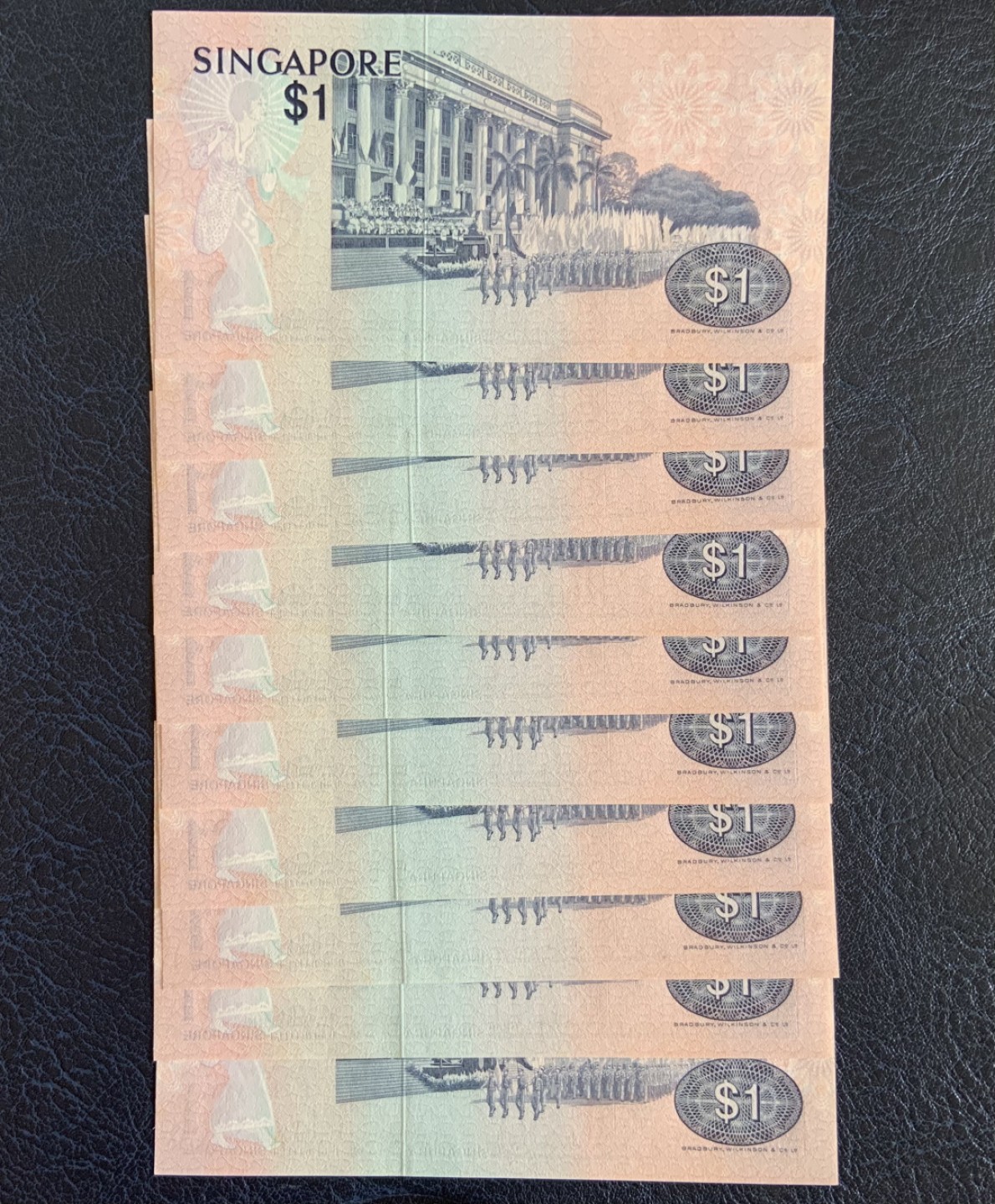 收藏联盟Quantum Auction 第186期拍卖(已更新) 新加坡1976年1元10连号 品相全新UNC- 边缘泛黄 号码无47