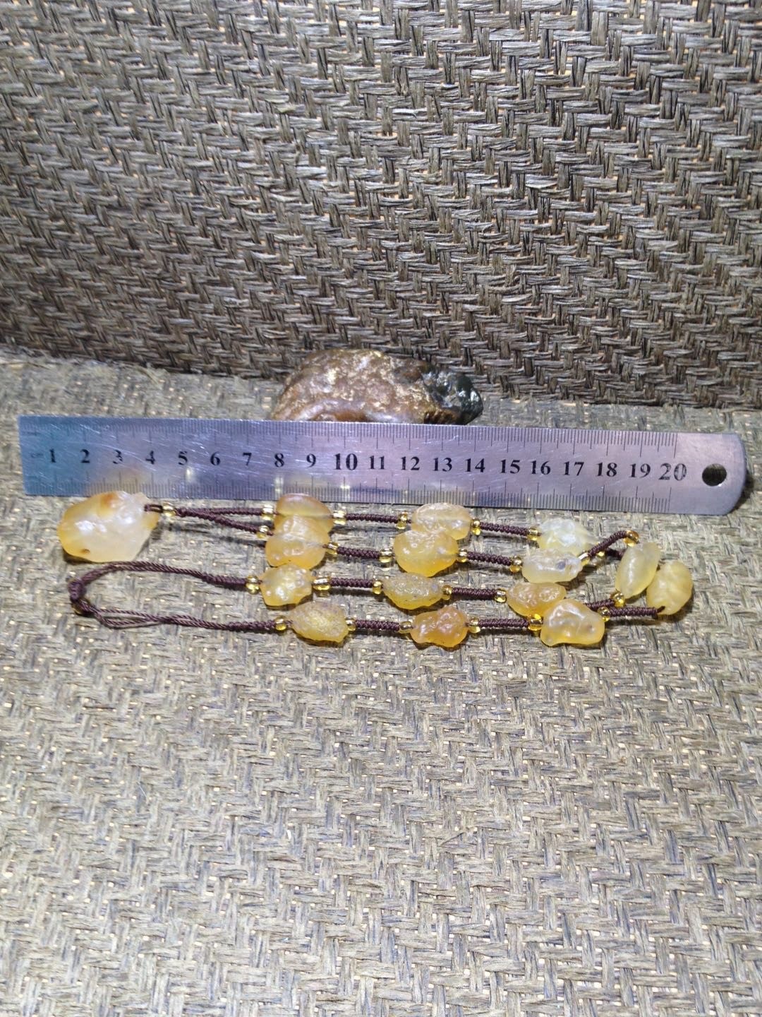精美天然阿拉善大颗粒玛瑙麻皮蜜蜡黄色项链一条！