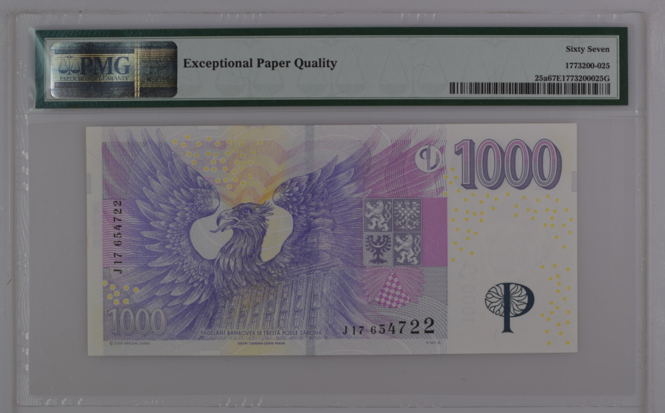 收藏联盟Quantum Auction 第186期拍卖(已更新) 捷克共和国2008年1000克朗 PMG66 