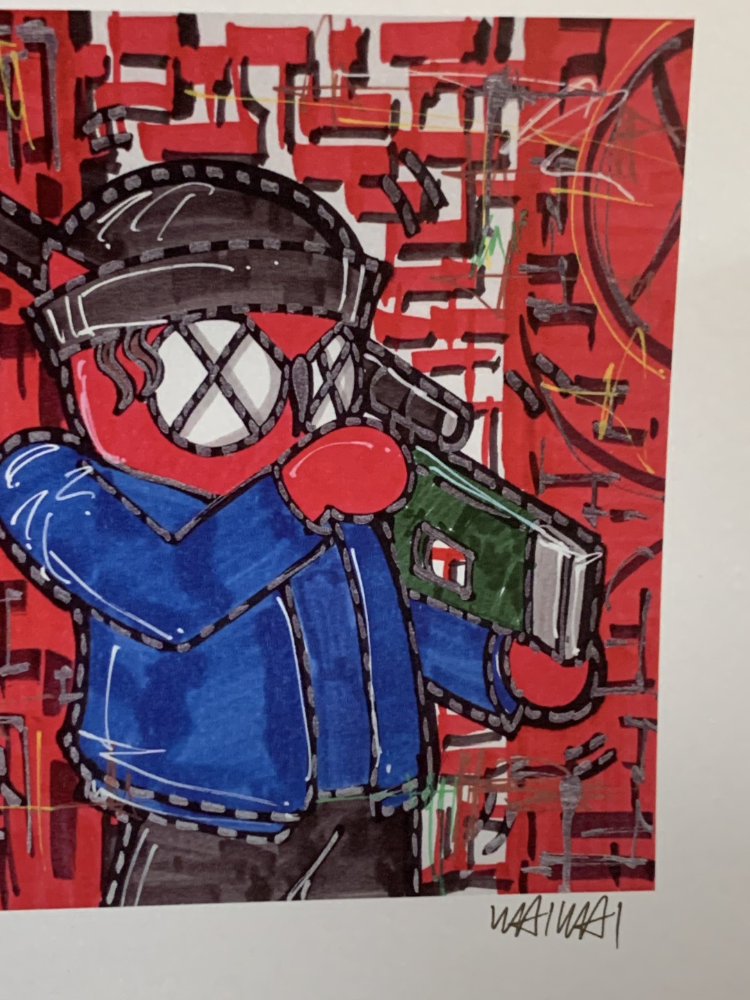 零元拍：歪歪亲笔签名 OWSON系列限量插画复制画《名侦探柯南：赤井秀一》，尺寸约22/22厘米，拍品不含镜框